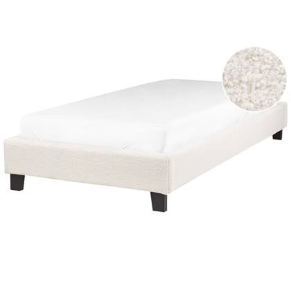 Beliani - ROANNE - Eenpersoonsbed - Crème - 90 x 200 cm - Bouclé Beige