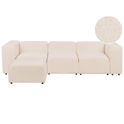 Beliani-FALSTERBO-Modulaire driezitsbank met ottomaan-Beige-Bouclé