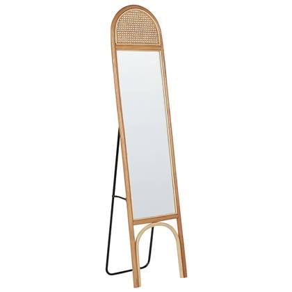 Beliani - BRUSSEY - Staande spiegel - Naturel - Rotan Beige
