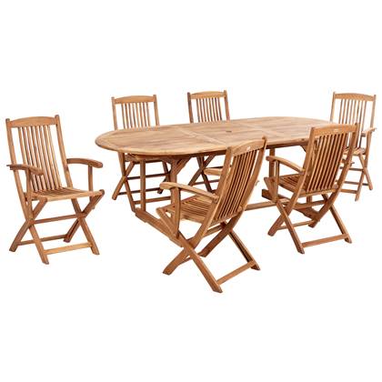 Beliani - MAUI II - Tuinset voor 6 - Lichte houtkleur - Acaciahout Bruin
