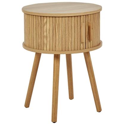 Beliani - SELAH - Nachtkastje rond - Lichthout - MDF Bruin