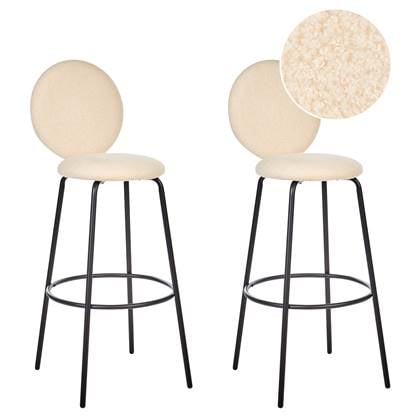 Beliani - EMERY - Barkruk set van 2 - Licht - Bouclé Beige