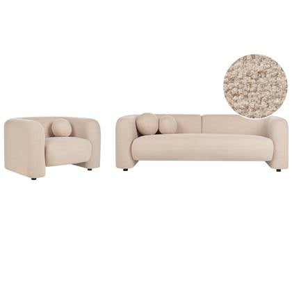 Beliani  LEIREN - Woonkamerset 4-zits - Beige - Bouclé