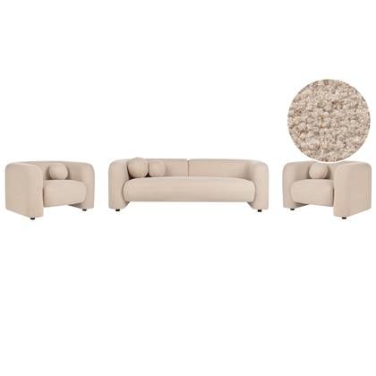 Beliani  LEIREN - Woonkamerset 5-zits - Beige - Bouclé