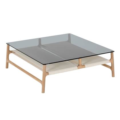 Gazzda Fawn coffee tafel 90x90 whitewash smoked grey Transparant