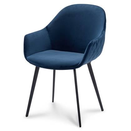 Livingstone Design Victoria Eetkamerstoel Met Armleuning Velvet Blue