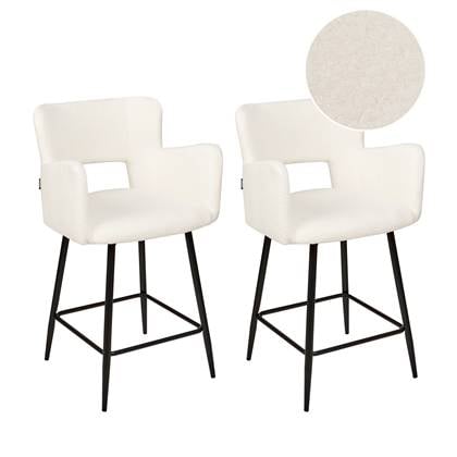 Beliani - SANILAC - Barkruk set van 2 - Crème - Bouclé Wit