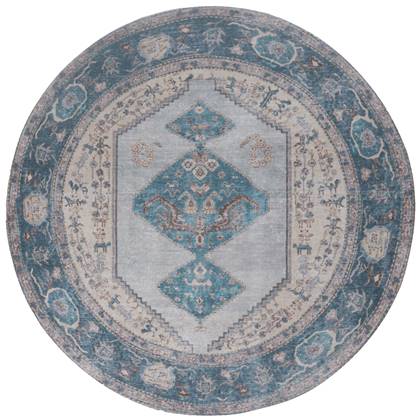 Vloerkleed Karaca Blue 03 Rond ø160 cm Blauw