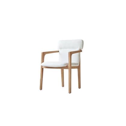 Tikamoon - Armstoel Viktor van massief acaciahout en ecru stof Beige