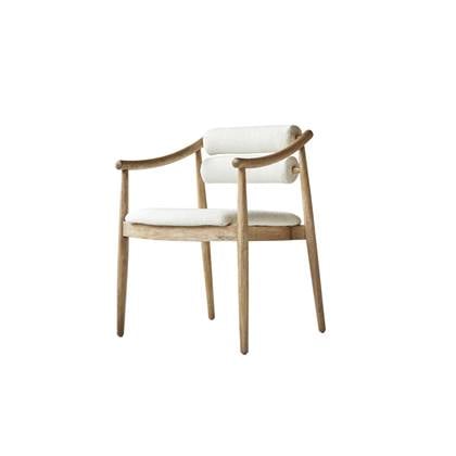 Tikamoon - Armstoel Colombe van massief acaciahout en bouclettestof Beige
