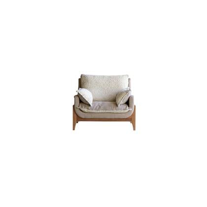Tikamoon - Woodnest - Massief eiken fauteuil met linnen stof Beige