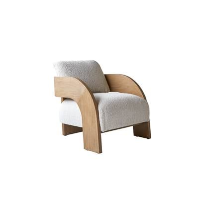 Tikamoon - Boti - Fauteuil in massief mindihout en ecru stof Beige