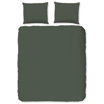 HIP Dekbedovertrek Uni 200x200|220 cm olijfgroen