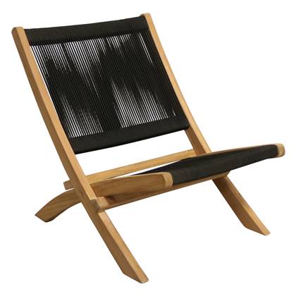 Raw Materials Rope zwarte tuinstoel - Loungestoel - 45x54x70 cm