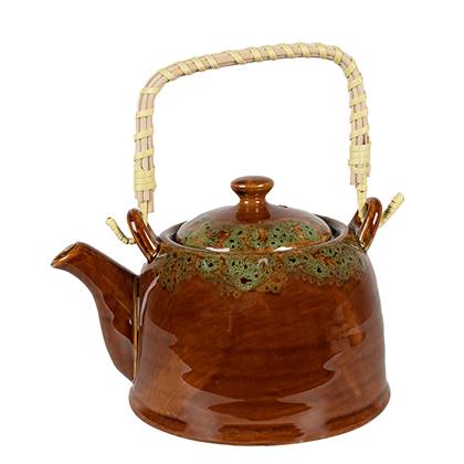 Clayre & Eef Theepot met Filter  750 ml Bruin Groen Keramiek Theekan