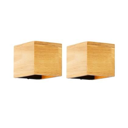 QAZQA Set van 2 smart wandlamp eiken hout incl. Wifi G9 - Transfer Wit