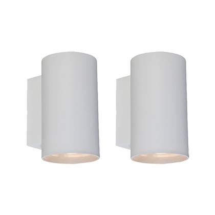 QAZQA Set van 2 moderne wandlampen wit rond 2-lichts - Sandy afbeelding