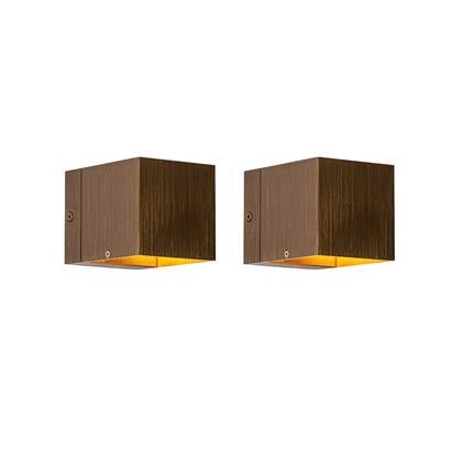 QAZQA Set van 2 smart wandlamp donker 8 cm incl. Wifi G9 - Brons