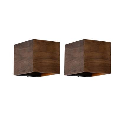 QAZQA Set van 2 smart wandlampen walnoot hout incl. Wifi G9 - Bruin