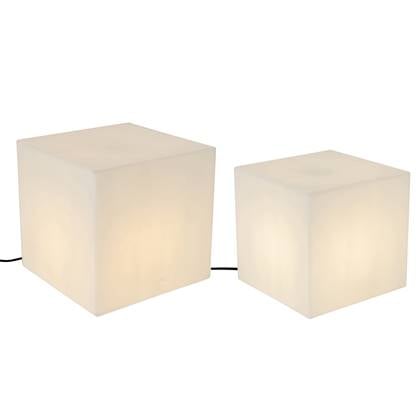 QAZQA Set van 2 buiten vloerlampen 30 en 38 cm vierkant IP44 - Wit