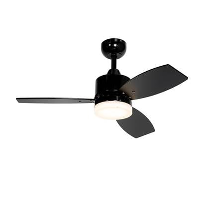 QAZQA Plafondventilator voor buiten zwart 91.3cm incl. LED dimbaar