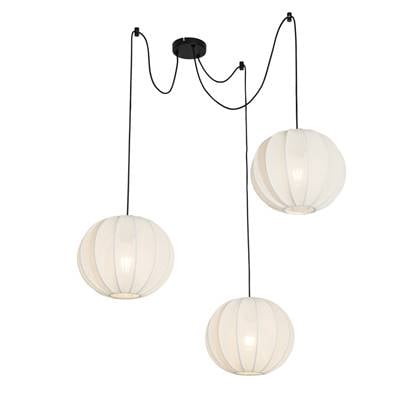 QAZQA Design hanglamp wit zijden 30 cm 3-lichts - Plu