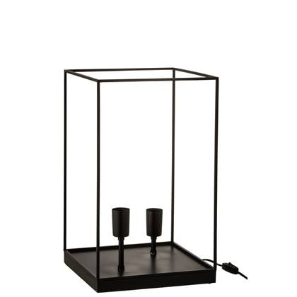 J-Line Lamp 2 Lampen Rechthoekig Frame Metaal Zwart Large