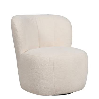 Woonexpress Draaifauteuil Rush - Bouclé - Creme - 73x76x80 cm (BxHxD) - Koudschuim