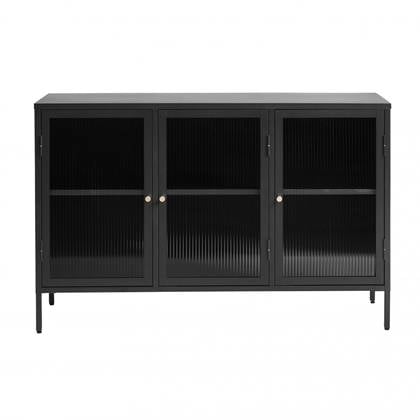 Nordic Home Olan glazen dressoir - 130 cm - Zwart