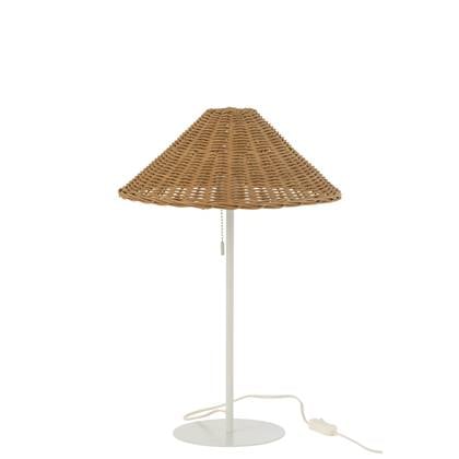 J-Line - Tafellamp Metaal|rattan Wit|naturel - 32x32x50cm