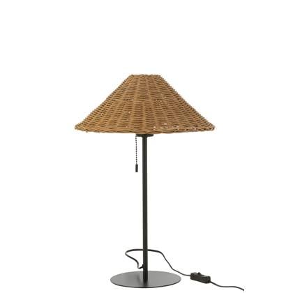 J-Line - Tafellamp Metaal|rattan Zwart|naturel - 32x32x50cm