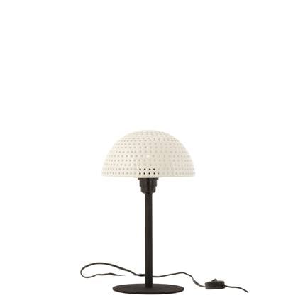 J-line - Tafellamp Paddenstoel Metaal Wit|zwart Small - 21x21x36.5cm