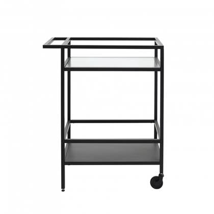 Nordic Home Olan glazen bijzettafel met wieltjes - zwart Transparant