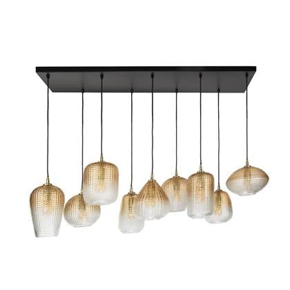 Fraaai Summer hanglamp 5+4 dot patroon - amberkleurig glas Goud