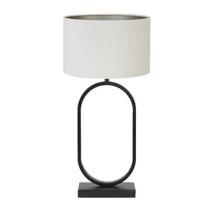 Light & Living Tafellamp Jamiri|Velours - Zwart|Off white - Ø30x67cm Wit, Zwart