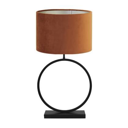 Light & Living Tafellamp Liva|Velours - Zwart|Terra - Ø40x78,5cm Oranje, Zwart