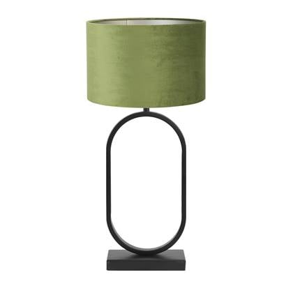 Light & Living Tafellamp Jamiri|Velours - Zwart|Olijfgroen - Ø30x67cm Groen, Zwart