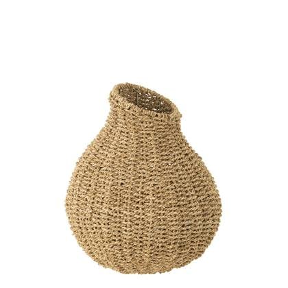 J-Line - Vaas Hellend Rand Zeegras Naturel - 40x40x50cm Bruin