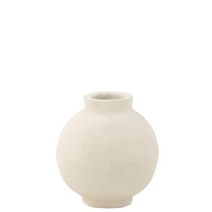 J-Line  Pot Glad Sphere Papier Mache Wit - 30x30x30cm