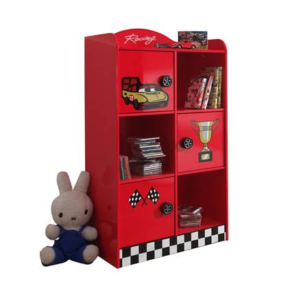 Lucevi  Racer Kinder Boekenkast - Serie Carbed - Rood - 76x42x133 cm