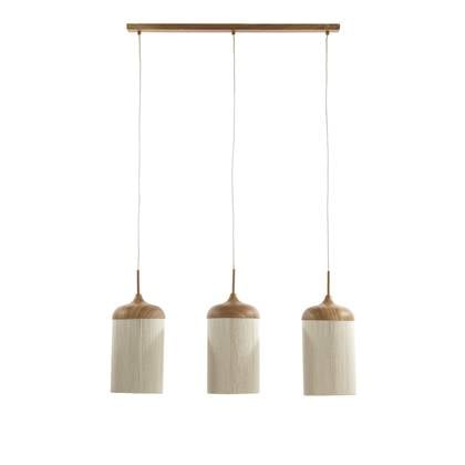 Light&living Hanglamp 3L 90x22x32 cm DANIA hout print naturel+touw... Bruin