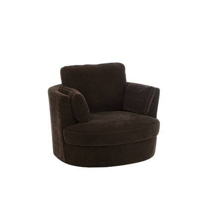 J-line - Loungestoel Swiv Donker Bruin - 109x100x89cm