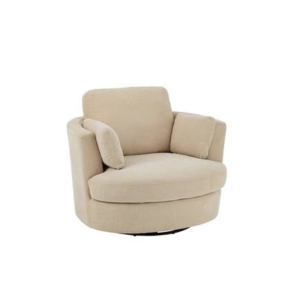 J-line - Loungestoel Swiv Populierenhout|schuime Beige - 109x100x89cm