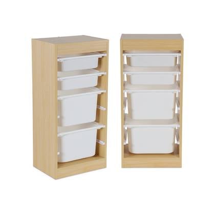 sweeek - Kinder opbergmeubel met 4 opbergbakken (Set van 2)
