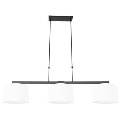 Steinhauer - hanglamp - Stang - zwart - linnen metaal - grote eettafellamp - E27 - 3458ZW