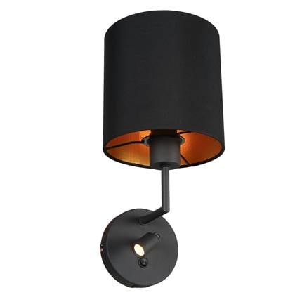 Mexlite - wandlamp - Noor - - linnen metaal - Ø 18cm - LED E27 - 1562ZW Zwart
