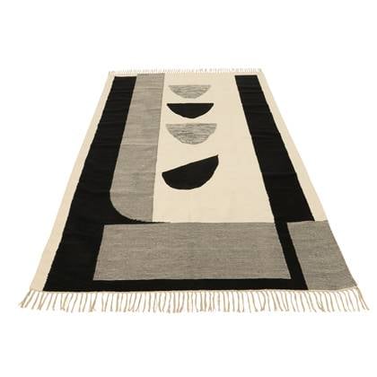J-line - Tapijt Tokyo Polyester Wit| - 302x198x2cm Zwart