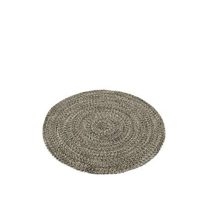 J-line - Tapijt Miami Outdoor Polyester Zwart|wit Small - 120x120x1cm