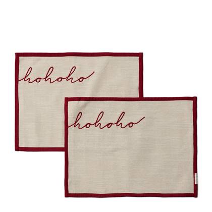 Rivièra Maison Placemats Hohoho Christmas, Beige, 2 stuks