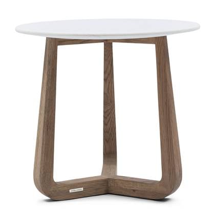 Rivièra Maison - Luxe Ronde Salontafel in Marmer en Eikenhout, Hoogte 55 cm